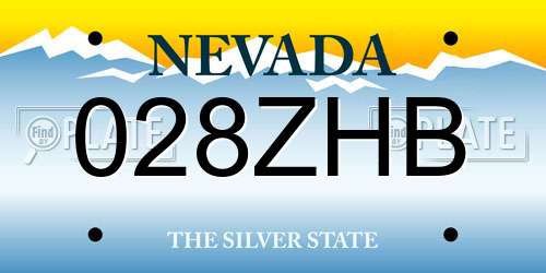 028ZHB Nevada License Plate