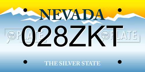 028ZKT Nevada License Plate