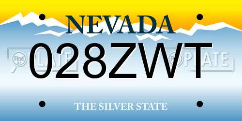 028ZWT Nevada License Plate
