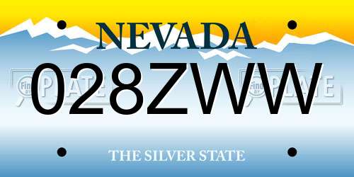 028ZWW Nevada License Plate