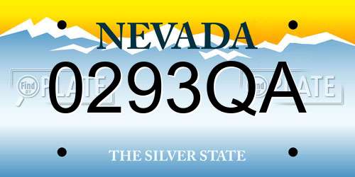 0293QA Nevada License Plate