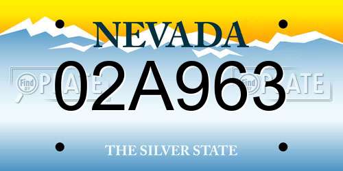 02A963 Nevada License Plate