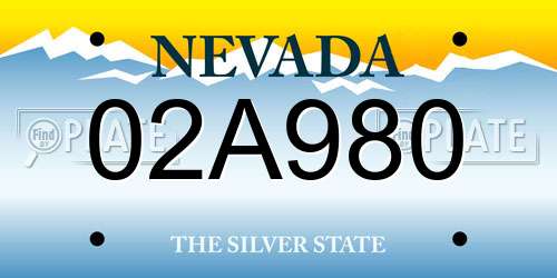 02A980 Nevada License Plate