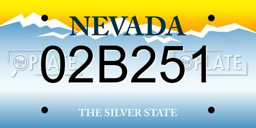 02B251 Nevada License Plate