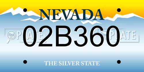 02B360 Nevada License Plate