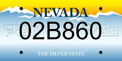 02B860 Nevada License Plate