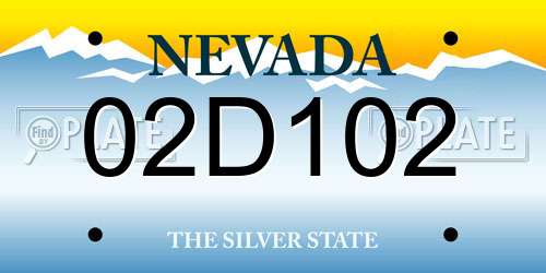 02D102 Nevada License Plate