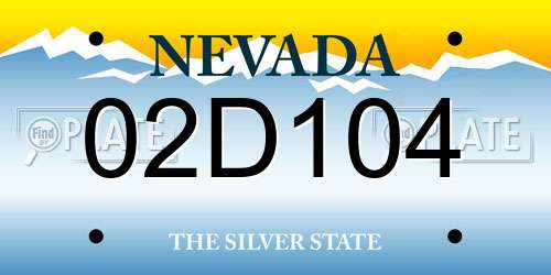 02D104 Nevada License Plate