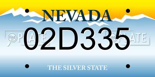 02D335 Nevada License Plate
