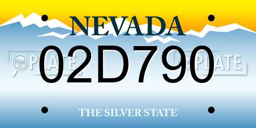 02D790 Nevada License Plate