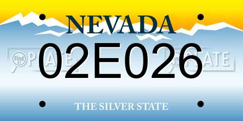 02E026 Nevada License Plate