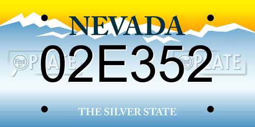 02E352 Nevada License Plate