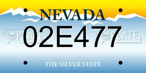 02E477 Nevada License Plate