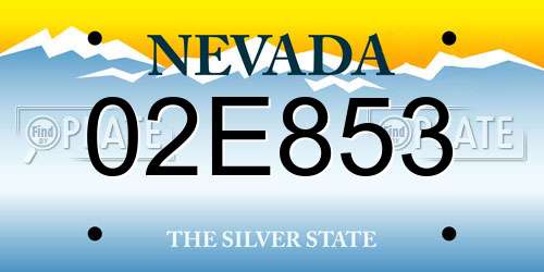 02E853 Nevada License Plate