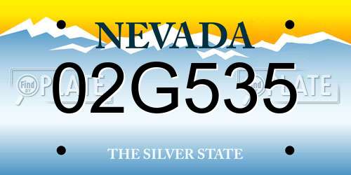 02G535 Nevada License Plate