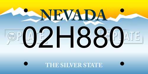 02H880 Nevada License Plate