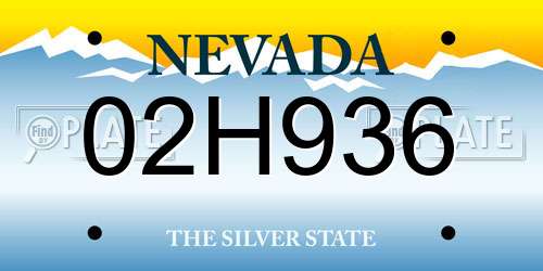 02H936 Nevada License Plate