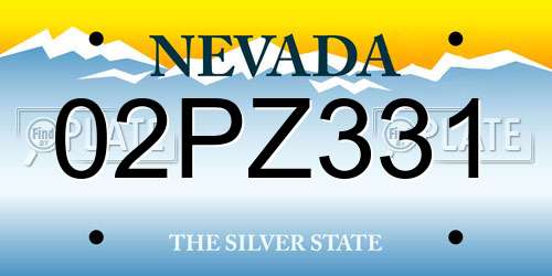 02PZ331 Nevada License Plate