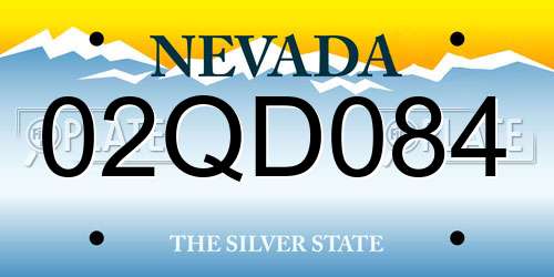 02QD084 Nevada License Plate