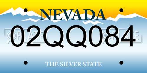 02QQ084 Nevada License Plate