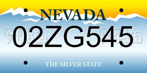 02ZG545 Nevada License Plate