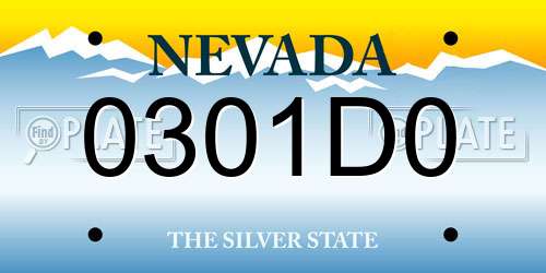 0301D0 Nevada License Plate