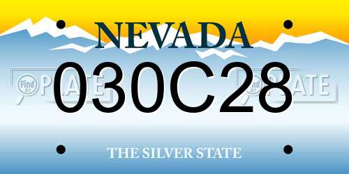 030C28 Nevada License Plate