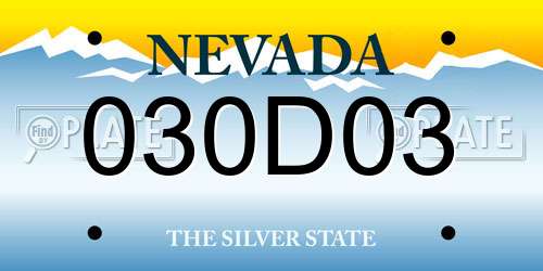 030D03 Nevada License Plate