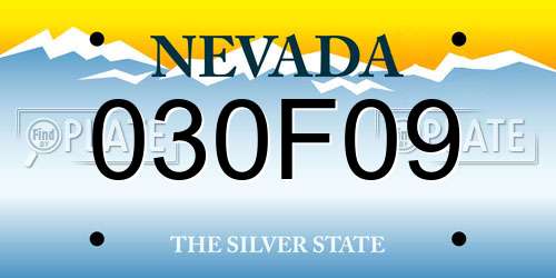 030F09 Nevada License Plate