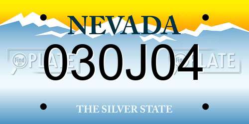 030J04 Nevada License Plate