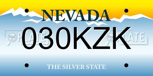 030KZK Nevada License Plate