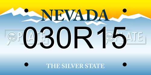 030R15 Nevada License Plate