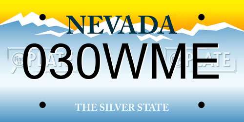 030WME Nevada License Plate
