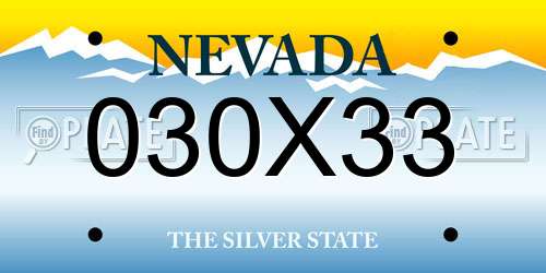 030X33 Nevada License Plate