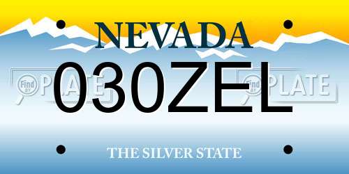 030ZEL Nevada License Plate