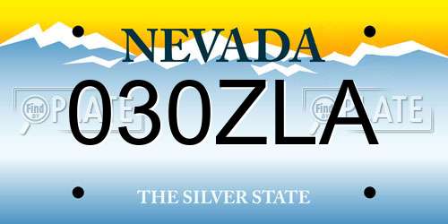 030ZLA Nevada License Plate