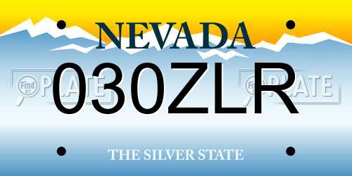 030ZLR Nevada License Plate