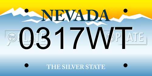 0317WT Nevada License Plate