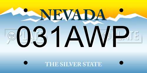 031AWP Nevada License Plate