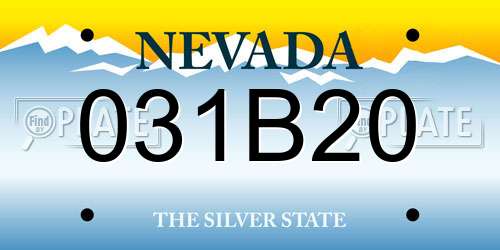 031B20 Nevada License Plate