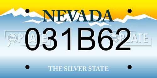 031B62 Nevada License Plate