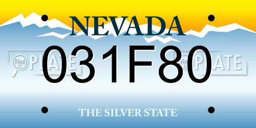 031F80 Nevada License Plate