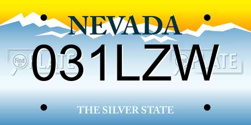 031LZW Nevada License Plate
