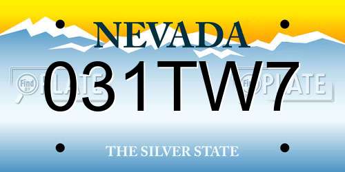 031TW7 Nevada License Plate