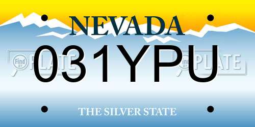 031YPU Nevada License Plate