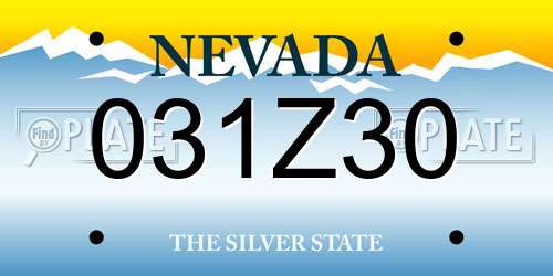 031Z30 Nevada License Plate