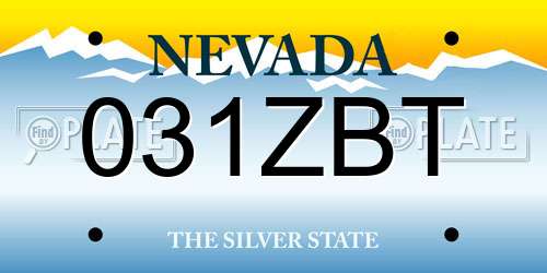 031ZBT Nevada License Plate