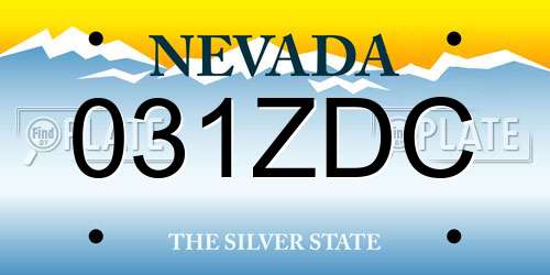 031ZDC Nevada License Plate