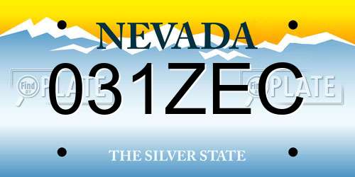 031ZEC Nevada License Plate