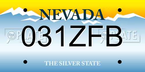 031ZFB Nevada License Plate
